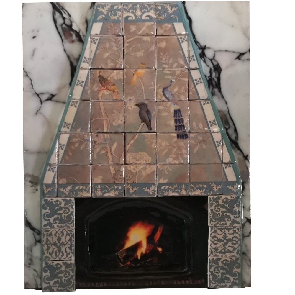 Chimenea trapezoidal con pájaros | Arte en Miniatura